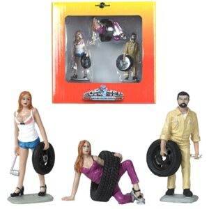 Val, Meg and Gary Tire Brigade 3 piece Figurine Set 1/24 by Motorhead Miniatures