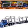 Freightliner Cascadia Auto Transporter Blue Metallic “Long Haul Trucker” Series 1/43 Diecast Model by New Ray