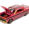 1964 Chevrolet Impala Lowrider Pink with Graphics and Pink Interior “Racing Champions Mint 2023” Release 1 Limited Edition to 3388 pieces Worldwide 1/64 Diecast Model Car by Racing Champions