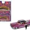 1960 Chevrolet Impala Lowrider Hot Pink Metallic with Black Top and Graphics and Diecast Figure Limited Edition to 3600 pieces Worldwide 1/64 Diecast Model Car by Racing Champions