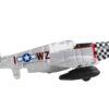 North American P-51 Mustang Fighter Aircraft Silver Metallic “United States Army Air Force” with Runway Section Diecast Model Airplane by Runway24