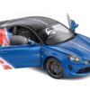 2021 Alpine A110S “F1 Team” Blue Metallic and Matt Black with Stripes and Graphics “Trackside Edition” “Competition” Series 1/18 Diecast Model Car by Solido