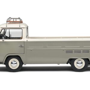 1968 Volkswagen T2 Pickup Truck Gray and White with Roofrack 1/18 Diecast Model Car by Solido