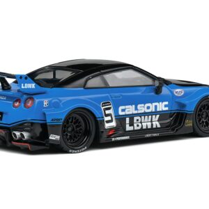 Nissan GT-R (R35) LB Silhouette Works GT RHD (Right Hand Drive) #5 Black and Blue “Calsonic” 1/43 Diecast Model Car by Solido