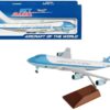 Boeing VC-25A Commercial Aircraft with Landing Gear “Air Force One – United States of America” (29000) White with and Blue Stripes 1/200 Plastic Model by Skymarks