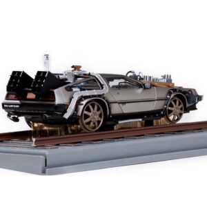 DMC DeLorean Time Machine Stainless Steel “Railroad Version” “Back to the Future: Part III” (1990) Movie 1/18 Diecast Model Car by Sun Star