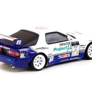 Mazda RX-7 FC3S RHD (Right Hand Drive) #51 White and Blue with Graphics “Pandem Drift Car” “Hobby64” Series 1/64 Diecast Model Car by Tarmac Works