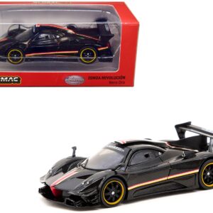 Pagani Zonda Revolucion Nero Oro Black Metallic with Stripes “Global64” Series 1/64 Diecast Model Car by Tarmac Works