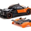 Pagani Zonda Cinque Arancio Saint Tropez Orange Metallic and Black “Global64” Series 1/64 Diecast Model Car by Tarmac Works