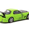 Vertex RX-7 FD3S RHD (Right Hand Drive) Light Green with Matt Black Hood and Graphics “Global64” Series 1/64 Diecast Model Car by Tarmac Works