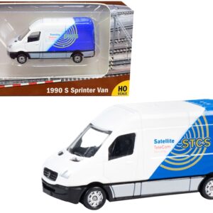 1990 Mercedes Benz Sprinter Van White and Blue “STCS Satellite TeleCom Security” “TraxSide Collection” 1/87 (HO) Scale Diecast Model by Classic Metal Works