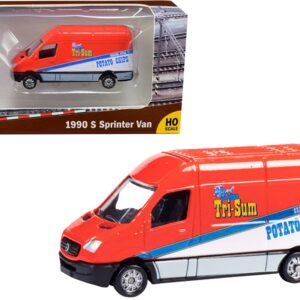 1990 Mercedes Benz Sprinter Van Red and White “Tri-Sum Potato Chips” “TraxSide Collection” 1/87 (HO) Scale Diecast Model by Classic Metal Works