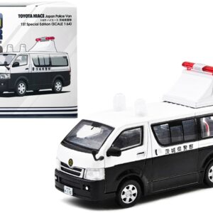 Toyota Hiace Japan Police Van White and Black “1st Special Edition” 1/64 Diecast Model Car by Era Car